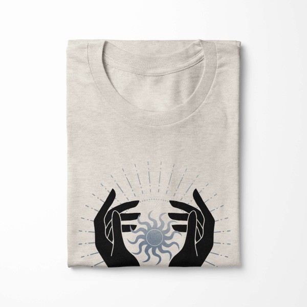 Paul Sinus Art Herren Shirt 100% gekämmte Bio-Baumwolle T-Shirt Hände Sonne Astrologie Motiv Nachhaltig Ökomode au Jubiläumsangebot