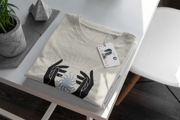 Paul Sinus Art Herren Shirt 100% gekämmte Bio-Baumwolle T-Shirt Hände Sonne Astrologie Motiv Nachhaltig Ökomode au Jubiläumsangebot