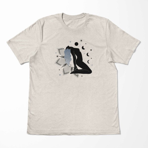 Paul Sinus Art Herren Shirt 100% gekämmte Bio-Baumwolle T-Shirt Schöne Frau Mondzyklus Motiv Nachhaltig Ökomode au Lagerräumung