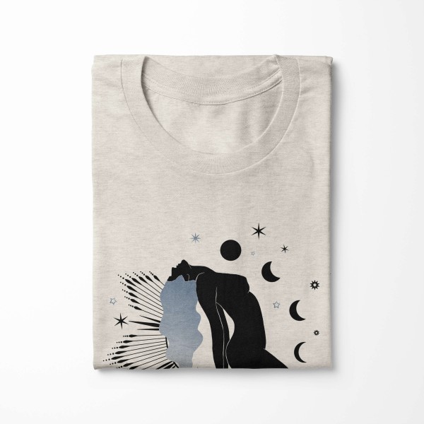 Paul Sinus Art Herren Shirt 100% gekämmte Bio-Baumwolle T-Shirt Schöne Frau Mondzyklus Motiv Nachhaltig Ökomode au Lagerräumung
