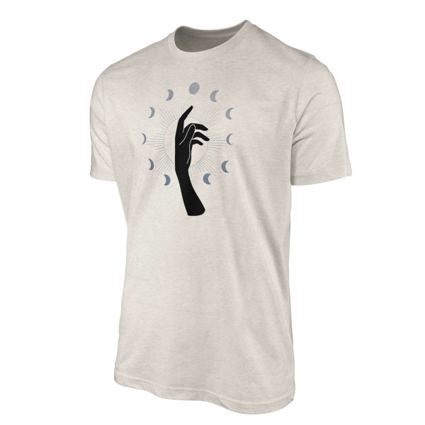 Paul Sinus Art Herren Shirt 100% gekämmte Bio-Baumwolle T-Shirt Hand Astrologie Mondzyklus Motiv Nachhaltig Ökomod Heißer Verkauf