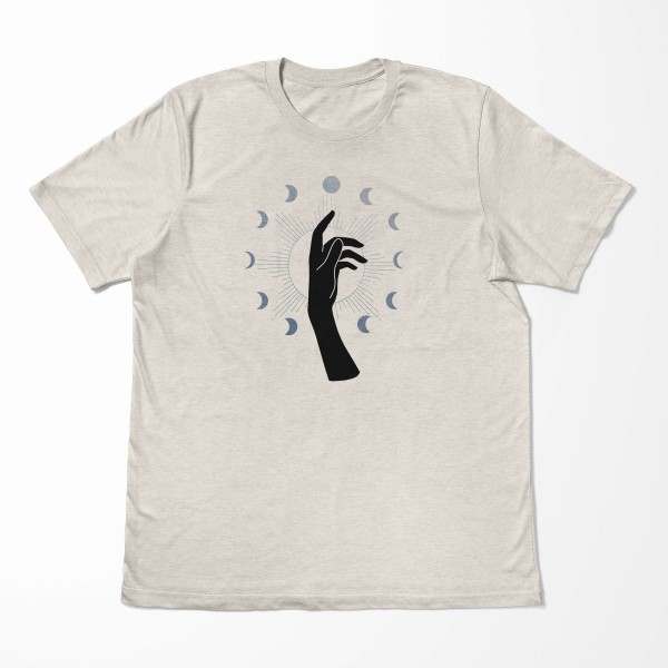 Paul Sinus Art Herren Shirt 100% gekämmte Bio-Baumwolle T-Shirt Hand Astrologie Mondzyklus Motiv Nachhaltig Ökomod Heißer Verkauf