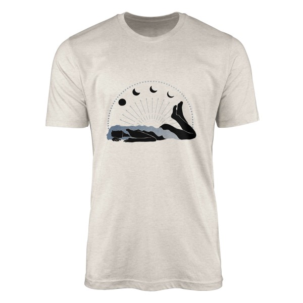 Paul Sinus Art Herren Shirt 100% gekämmte Bio-Baumwolle T-Shirt Mond Astrologie schöne Frau Motiv Nachhaltig Ökomo