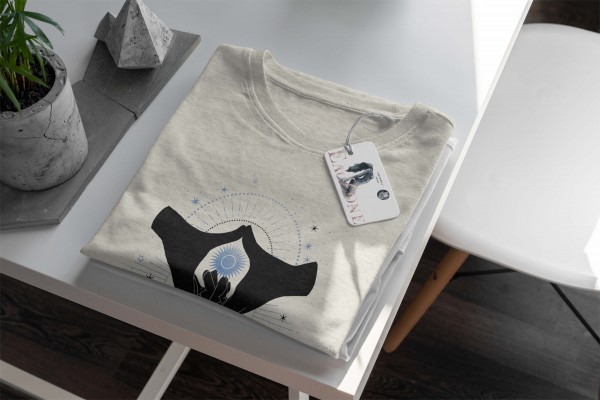 Paul Sinus Art Herren Shirt 100% gekämmte Bio-Baumwolle T-Shirt Hände Mond Motiv Nachhaltig Ökomode aus erneuerbar Zeitlich begrenztes Angebot