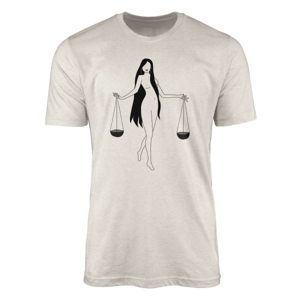 Paul Sinus Art Herren Shirt 100% gekämmte Bio-Baumwolle T-Shirt Waage Sternzeichen Motiv Nachhaltig Ökomode aus er