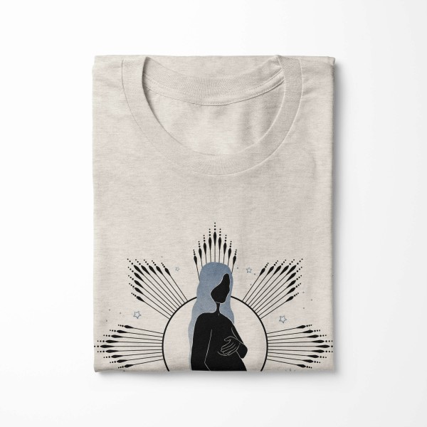 Paul Sinus Art Herren Shirt 100% gekämmte Bio-Baumwolle T-Shirt Astrologie Mond Kind Motiv Nachhaltig Ökomode aus Neuheiten
