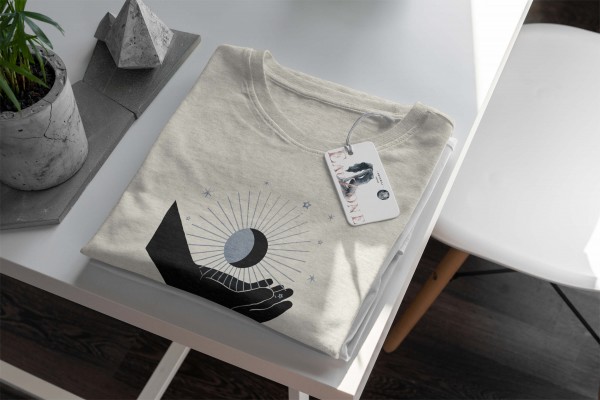 Paul Sinus Art Herren Shirt 100% gekämmte Bio-Baumwolle T-Shirt Mondzeichen Astrologie Motiv Nachhaltig Ökomode au Bestseller