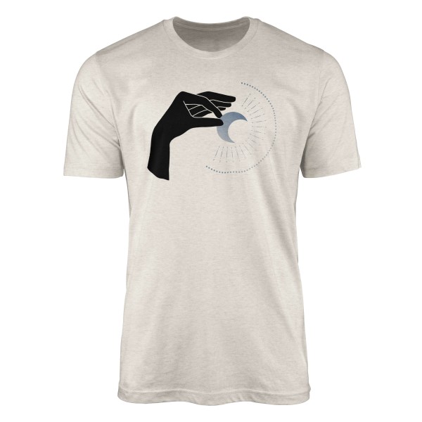 Paul Sinus Art Herren Shirt 100% gekämmte Bio-Baumwolle T-Shirt Mond Hand Motiv Nachhaltig Ökomode aus erneuerbare