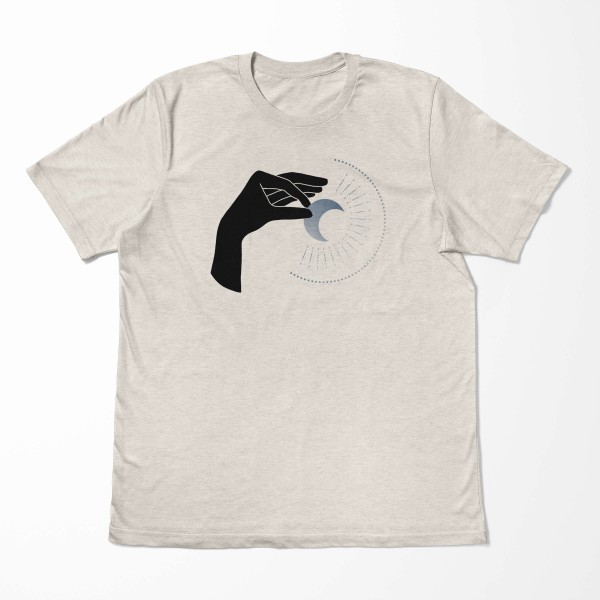 Paul Sinus Art Herren Shirt 100% gekämmte Bio-Baumwolle T-Shirt Mond Hand Motiv Nachhaltig Ökomode aus erneuerbare Saisonale Angebote