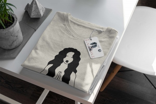 Paul Sinus Art Herren Shirt 100% gekämmte Bio-Baumwolle T-Shirt junge Frau Joga Motiv Nachhaltig Ökomode aus erneu Super Sparpreis