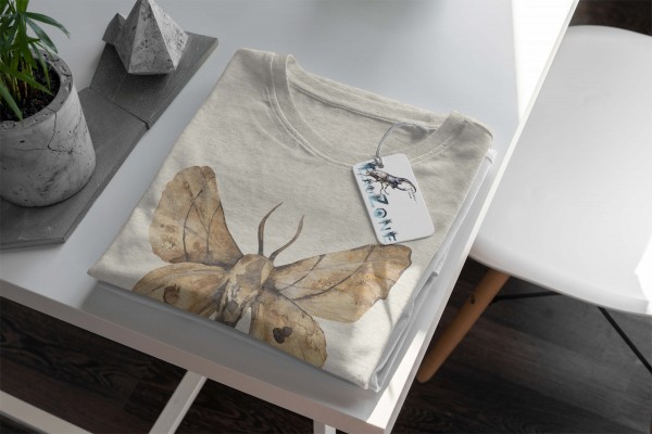 Paul Sinus Art Herren Shirt 100% Bio-Baumwolle T-Shirt Aquarell Motiv Motte Farbe Nachhaltig Organic Ökomode Letzter Tag