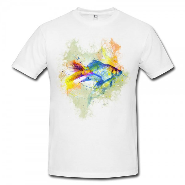 Paul Sinus Art Fisch Herren T- Shirt , Stylisch aus Paul Sinus Aquarell Color