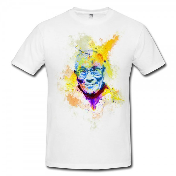Paul Sinus Art Dalai Lama Herren T- Shirt , Stylisch aus Paul Sinus Aquarell Color