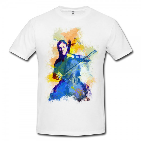 Paul Sinus Art Chello Spielerin Herren T- Shirt , Stylisch aus Paul Sinus Aquarell Color