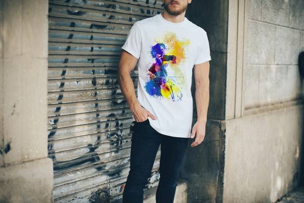 Paul Sinus Art Chello Spieler Herren T- Shirt , Stylisch aus Paul Sinus Aquarell Color Begrenzt auf 3 Tage