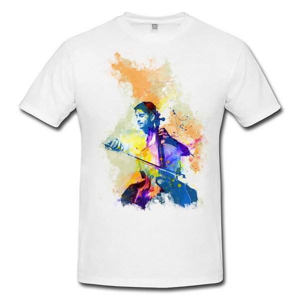 Paul Sinus Art Chello Spieler I Herren T- Shirt , Stylisch aus Paul Sinus Aquarell Color
