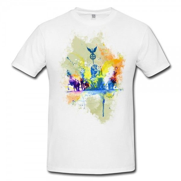 Paul Sinus Art Brandenburger Tor Quadriga Herren T- Shirt , Stylisch aus Paul Sinus Aquarell Color
