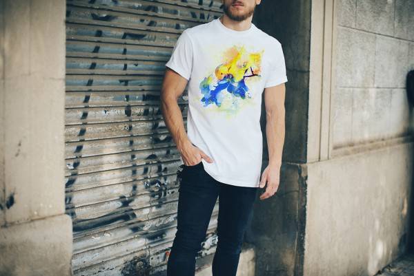 Paul Sinus Art Blume VIII Herren T- Shirt , Stylisch aus Paul Sinus Aquarell Color Auslauf