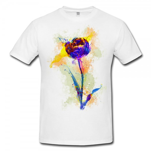 Paul Sinus Art Blume VII Herren T- Shirt , Stylisch aus Paul Sinus Aquarell Color
