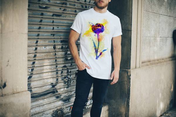 Paul Sinus Art Blume VII Herren T- Shirt , Stylisch aus Paul Sinus Aquarell Color Verkauf