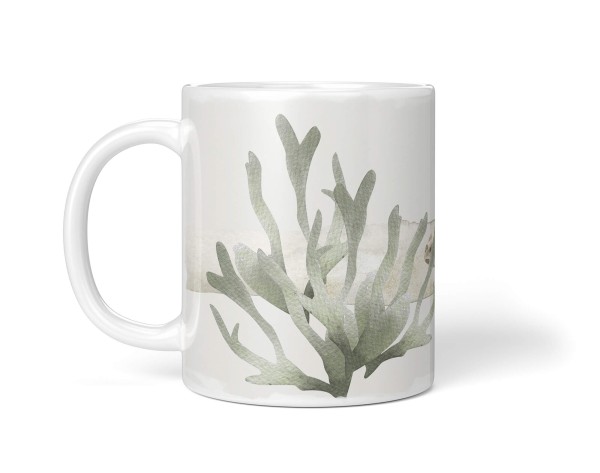 Paul Sinus Art Dekorative Tasse mit schönem Motiv Seestern Koralle Wasserfarben Beige Pastellton Vintage im Angebot