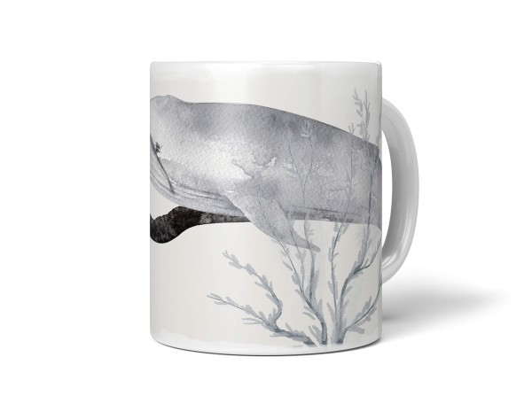 Paul Sinus Art Dekorative Tasse mit schönem Motiv Buckelwal Wasserfarben Korallen Aquarell Kunstvoll