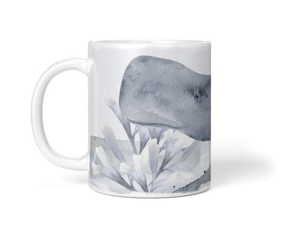 Paul Sinus Art Dekorative Tasse mit schönem Motiv Wal Pottwal Blau Korallen unter Wasser Wasserfarben Günstiger Verkauf