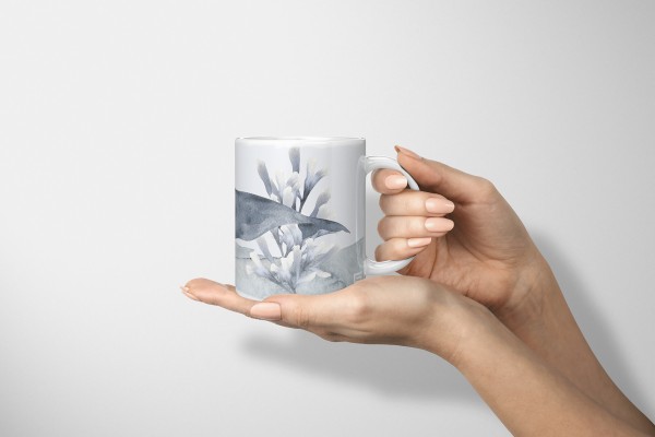 Paul Sinus Art Dekorative Tasse mit schönem Motiv Wal Pottwal Blau Korallen unter Wasser Wasserfarben Günstiger Verkauf