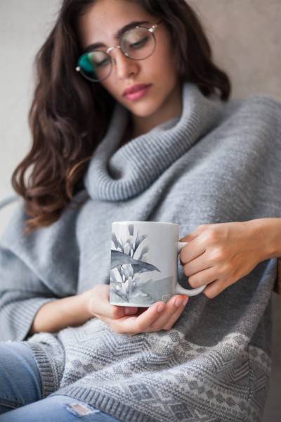 Paul Sinus Art Dekorative Tasse mit schönem Motiv Wal Pottwal Blau Korallen unter Wasser Wasserfarben Günstiger Verkauf