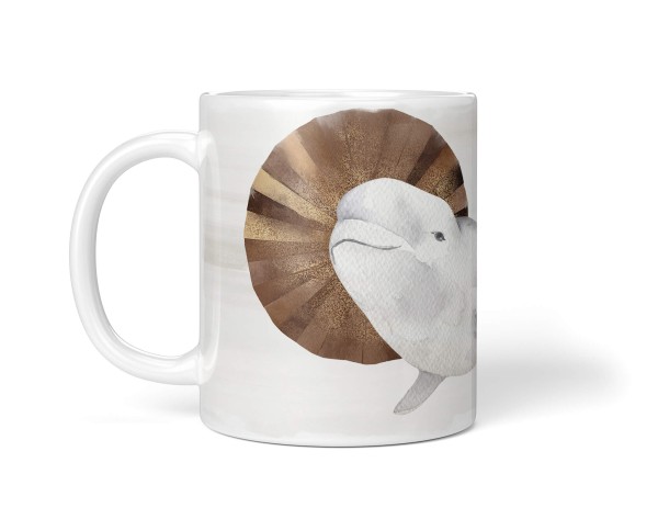 Paul Sinus Art Dekorative Tasse mit schönem Motiv Beluga Weißwall Wasserfarben Aquarell Kunstvoll Vintage Blitzverkäufe