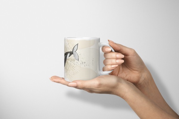 Paul Sinus Art Dekorative Tasse mit schönem Motiv Orca Schwertwal Killerwal Wasserfarben Aquarell Vintage Limitierter Zeitrabatt