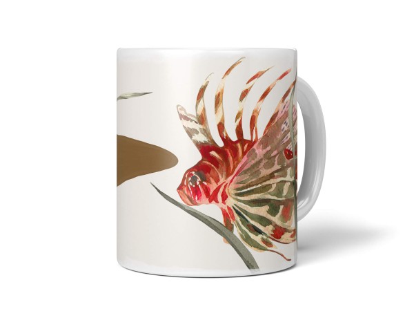 Paul Sinus Art Dekorative Tasse mit schönem Motiv Feuerfisch Exotisch Wasserfarben Rot Kunstvoll