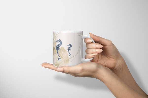 Paul Sinus Art Dekorative Tasse mit schönem Motiv Seepferdchen Exotisch Pastellton einzigartiges Design Günstig kaufen