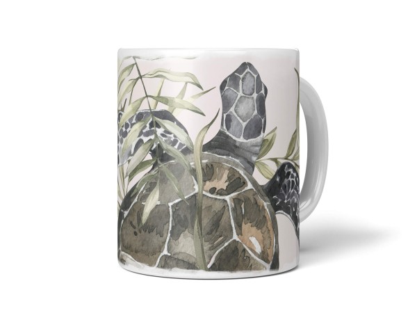 Paul Sinus Art Dekorative Tasse mit schönem Motiv Seeschildkröte unter Wasser Pflanzen Wasserfarben Aquarell