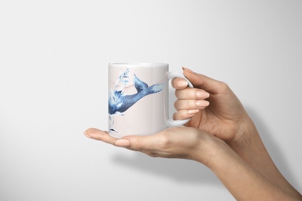 Paul Sinus Art Dekorative Tasse mit schönem Motiv Wal Buckelwal Blau Wasserfarben Aquarell Flash Sale