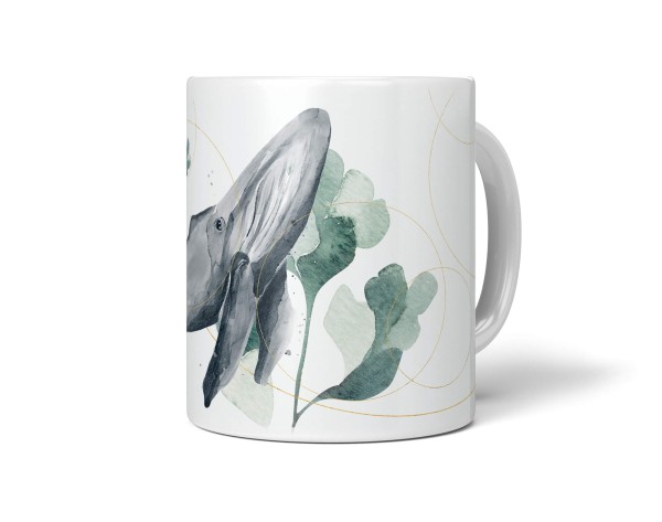 Paul Sinus Art Dekorative Tasse mit schönem Motiv Wal Blauwal Wasserfarben Aquarell einzigartiges Design