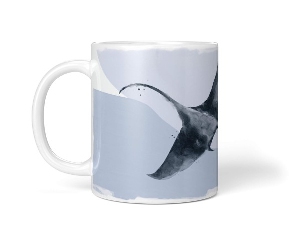 Paul Sinus Art Dekorative Tasse mit schönem Motiv Rochen Koralle Wasserfarben Aquarell Kunstvoll Blau Exklusivangebot