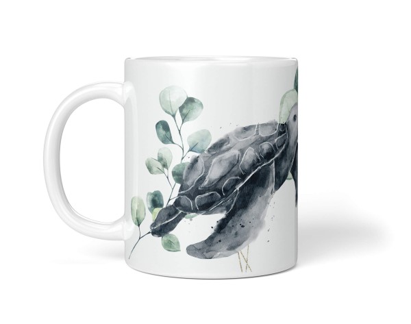 Paul Sinus Art Dekorative Tasse mit schönem Motiv Seeschildkröte Pflanzen unter Wasser Wasserfarben Aquarell Preisnachlass