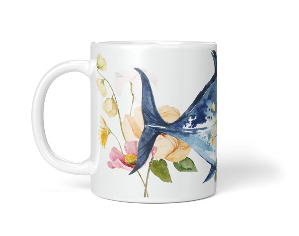 Paul Sinus Art Dekorative Tasse mit schönem Motiv Thunfisch Fisch Blumen Blüten Vintage Design Black Friday