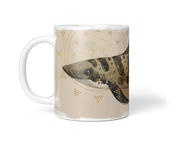 Paul Sinus Art Dekorative Tasse mit schönem Motiv schönem Design Tigerhai goldene Muster Braun Heißer Verkauf