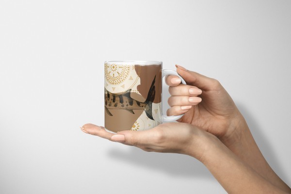 Paul Sinus Art Dekorative Tasse mit schönem Motiv schönem Design Tigerhai goldene Muster Braun Heißer Verkauf