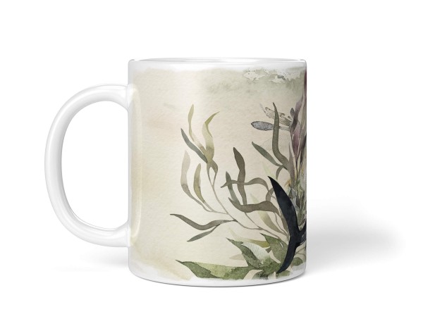 Paul Sinus Art Dekorative Tasse mit schönem Motiv weißer Hai Wasserfarben Aquarell Braun Vintage Neueste Mode