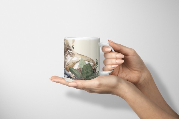Paul Sinus Art Dekorative Tasse mit schönem Motiv Seelöwe Pflanzen Kunstvoll Vintage Wasserfarben Neuheiten