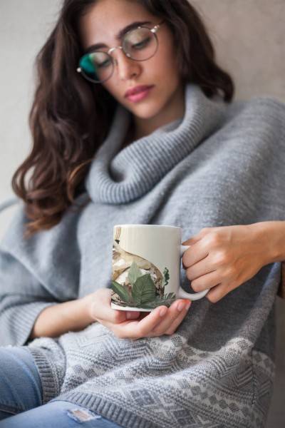 Paul Sinus Art Dekorative Tasse mit schönem Motiv Seelöwe Pflanzen Kunstvoll Vintage Wasserfarben Neuheiten
