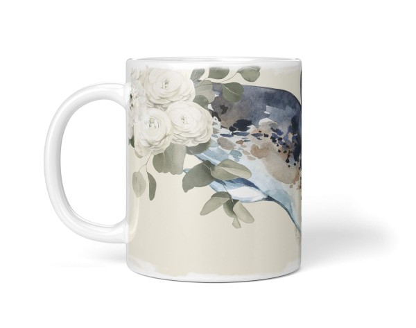 Paul Sinus Art Dekorative Tasse mit schönem Motiv Robbe Seehund Blumen Blüten Kunstvoll Pastelltöne Tägliche Deals