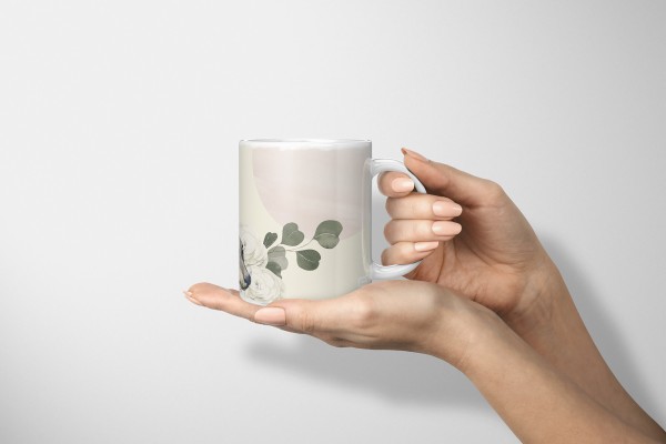 Paul Sinus Art Dekorative Tasse mit schönem Motiv Robbe Seehund Blumen Blüten Kunstvoll Pastelltöne Tägliche Deals