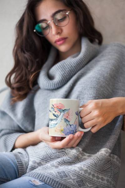 Paul Sinus Art Dekorative Tasse mit schönem Motiv Narwal Fische unter Wasser Blumen Blüten Kunstvoll Aquarell VIP-Rabatte