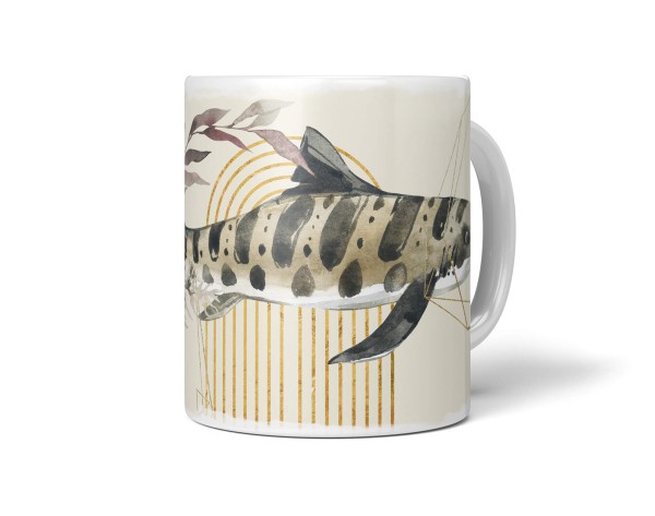 Paul Sinus Art Dekorative Tasse mit schönem Motiv Tigerhai Hai einzigartiges Design goldene Elemente