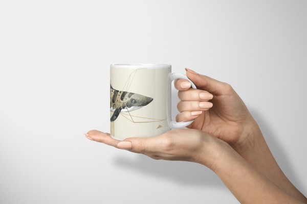 Paul Sinus Art Dekorative Tasse mit schönem Motiv Tigerhai Hai einzigartiges Design goldene Elemente Tiefpreis