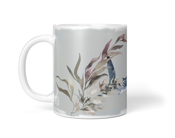 Paul Sinus Art Dekorative Tasse mit schönem Motiv weißer Hai unter Wasser Pflanzen Aquarell Wasserfarben Wochenangebot